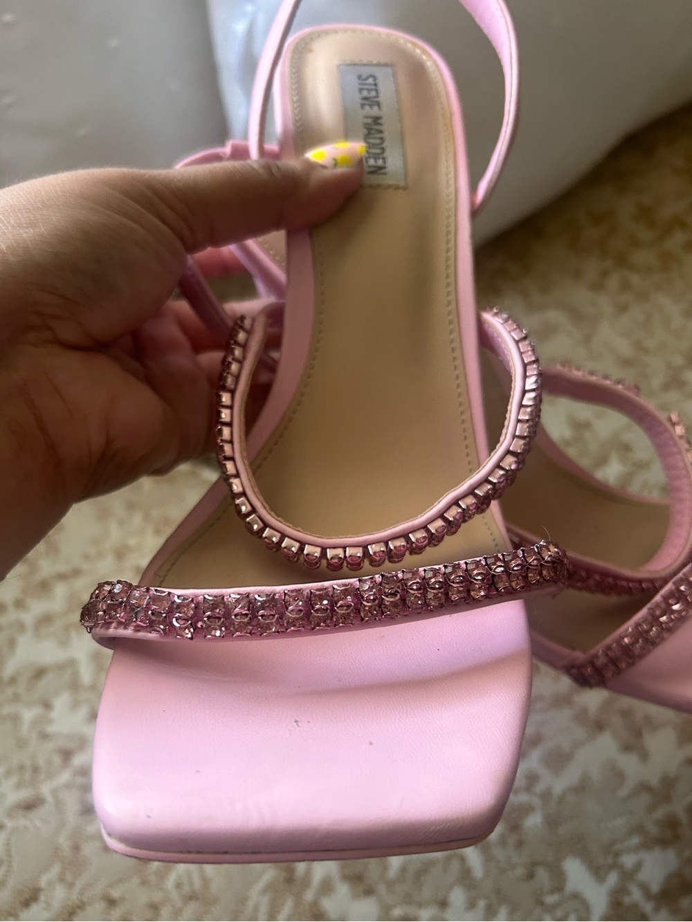 Steve Madden Pink Crystal Double-Strap Stiletto - Picture 5 of 12